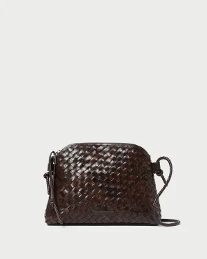 Minimal Structure Chic Style Mallory Chocolate Woven Leather Crossbody