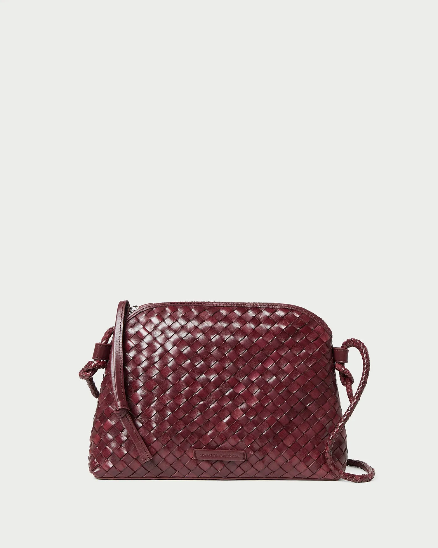 Multi Pocket Sophisticated Accessory Mallory Maroon Woven Leather Crossbody
