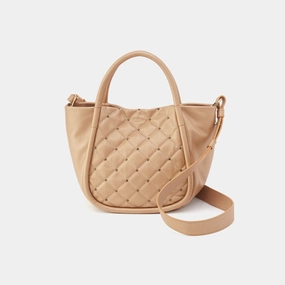 Travel Ready Margot Satchel In Pebbled Metallic Leather - Dusty Gold