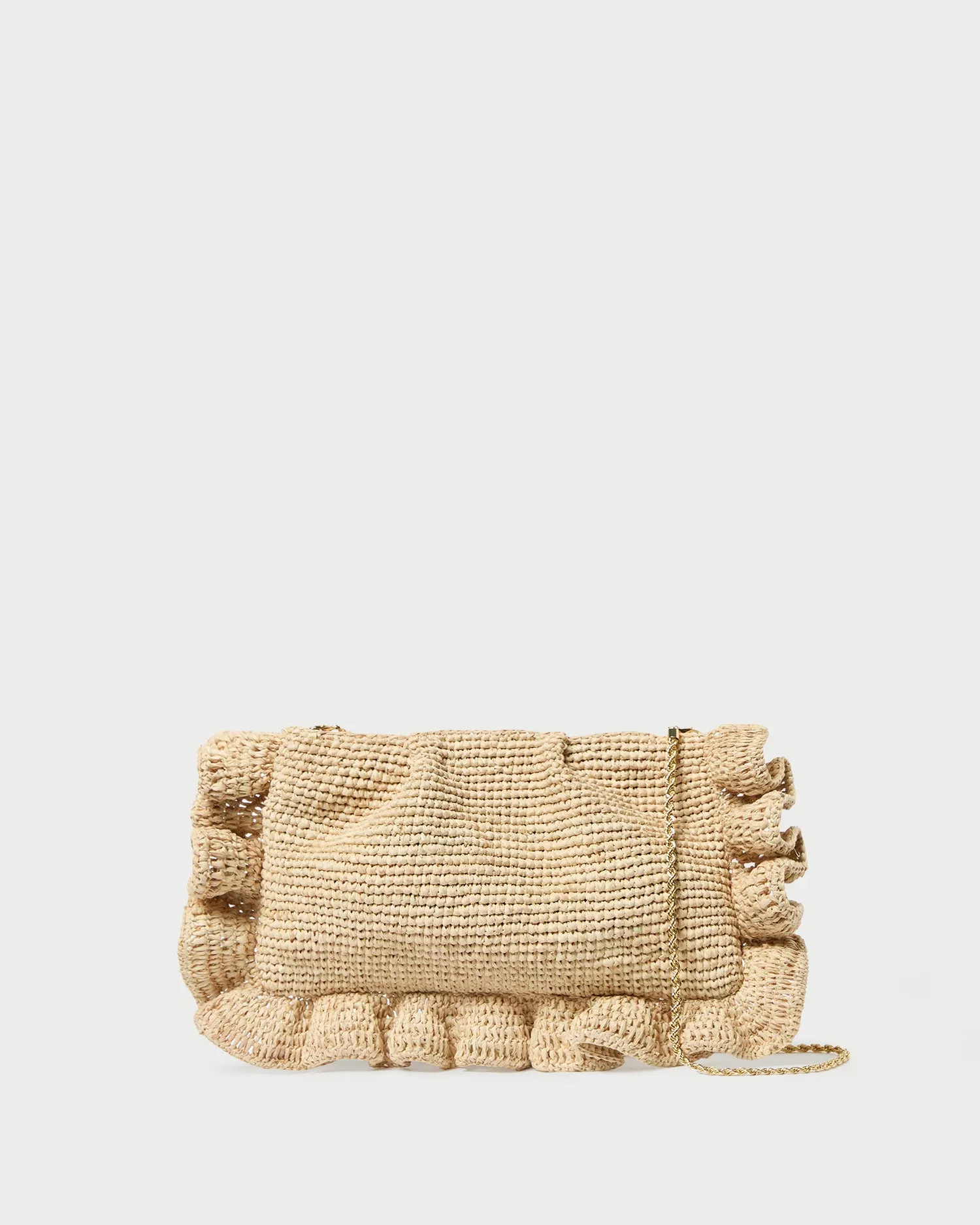 Balanced Line Mavis Natural Raffia Ruffle Clutch