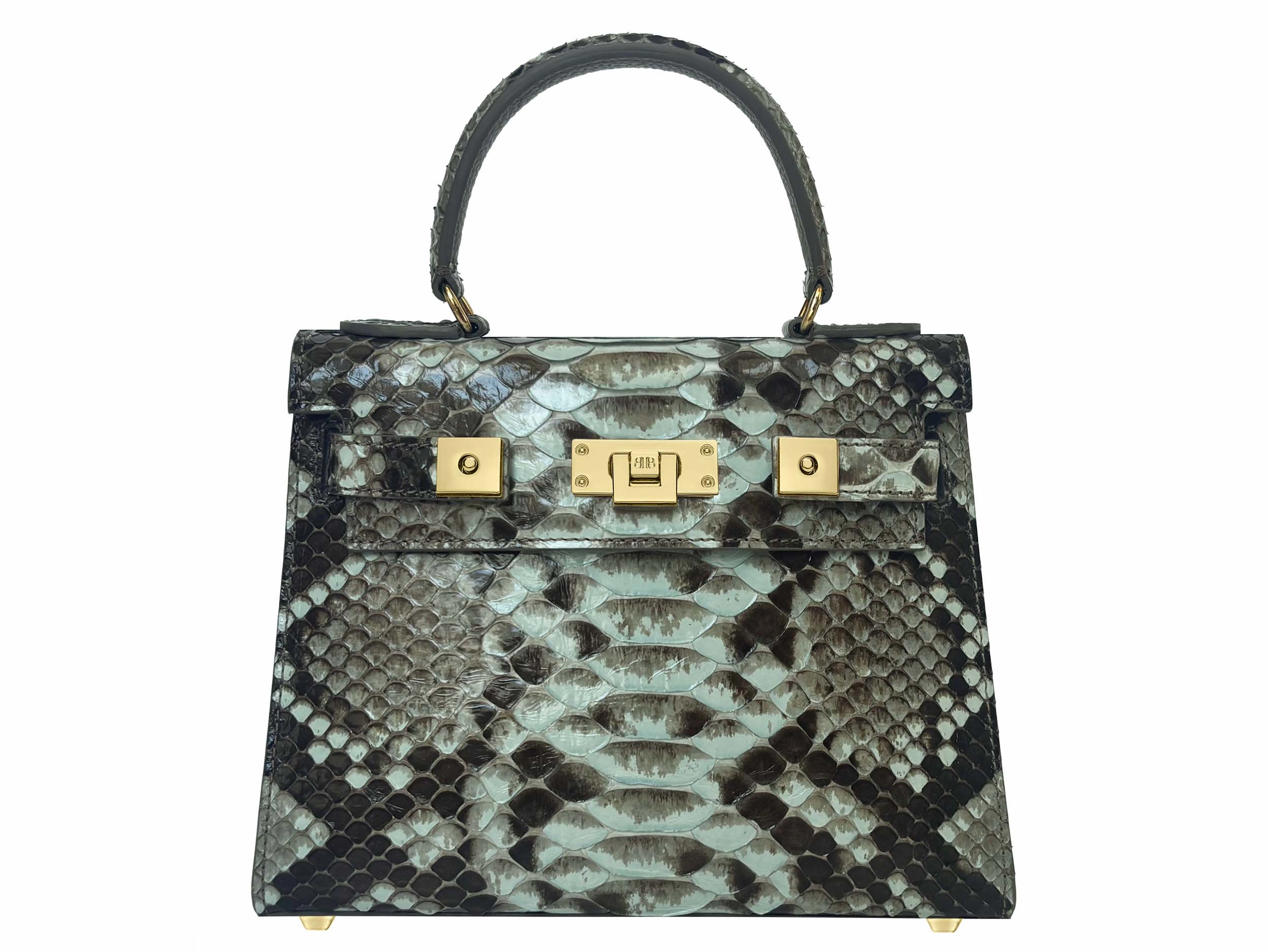 Compact Functionality Maya Midi Pythonskin Handbag - Celadon