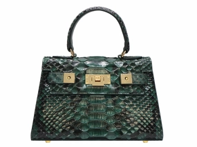 Maya Mignon Pythonskin Handbag - Dark Green Modern Companion