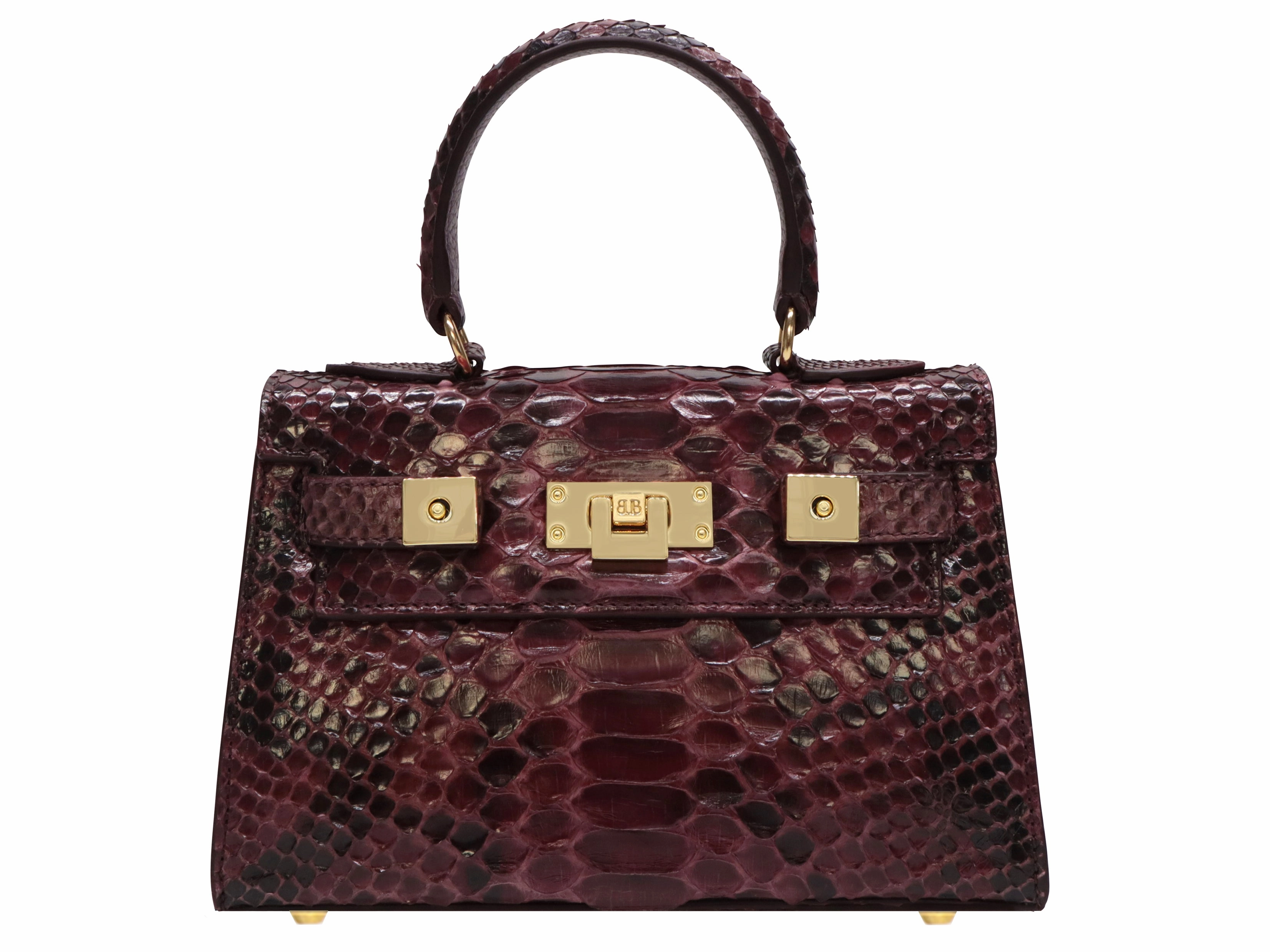 Maya Mignon Pythonskin Handbag - Wine Work Lifestyle Stylish Function