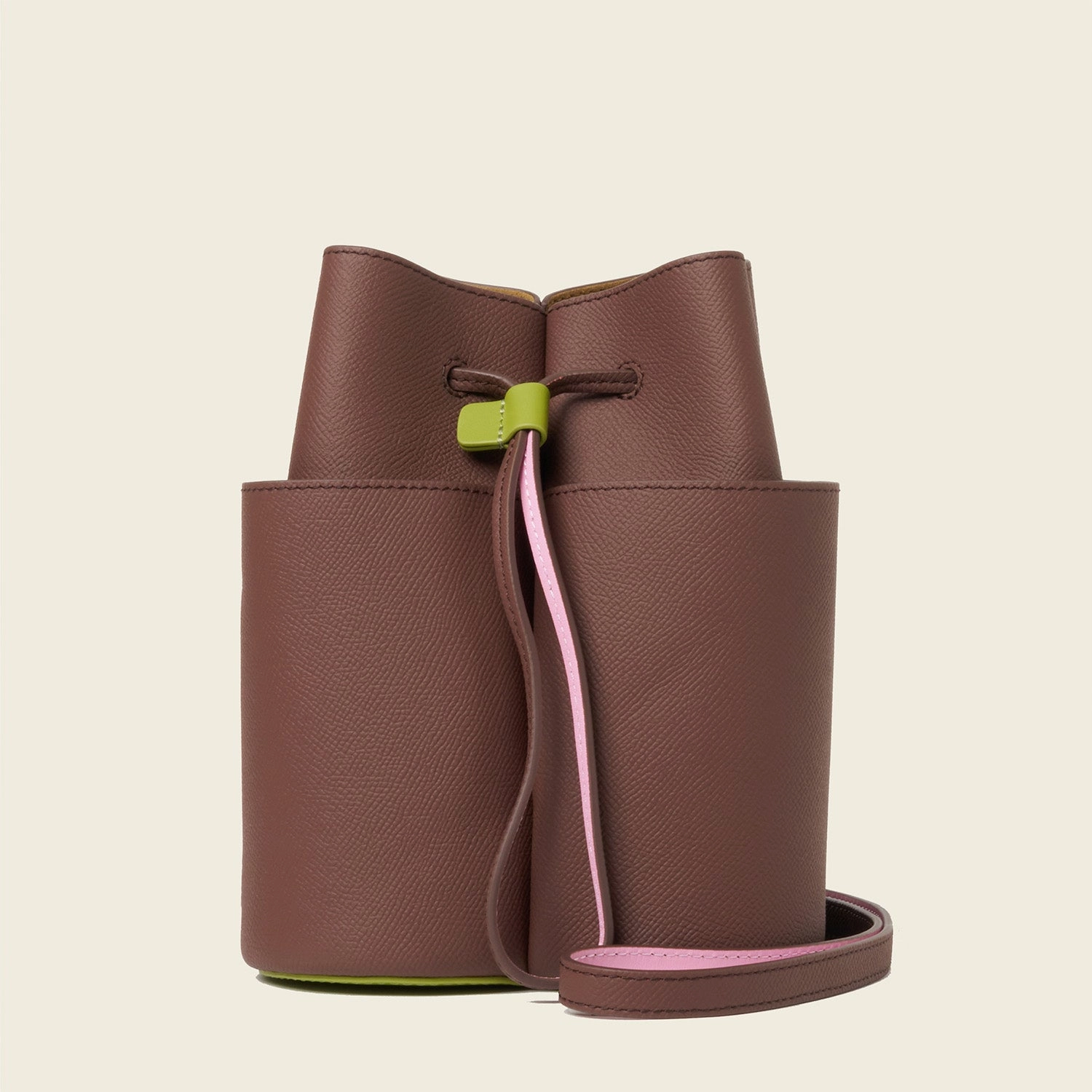 Minimal Carry Functional Travel Medium Flower Petal Leather Crossbody Bag - Dark Brown