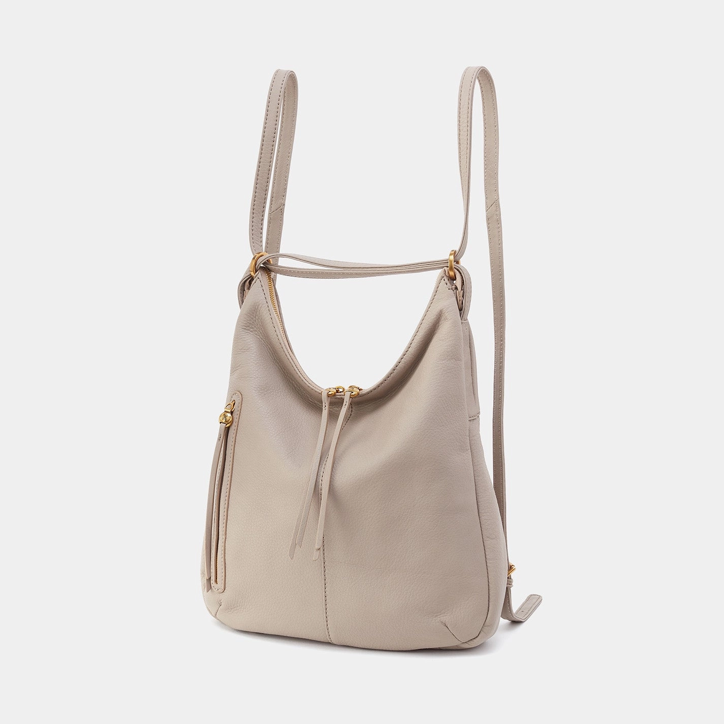 Simple Lifestyle Lightweight Material Merrin Convertible Backpack in Pebbled Leather - Taupe