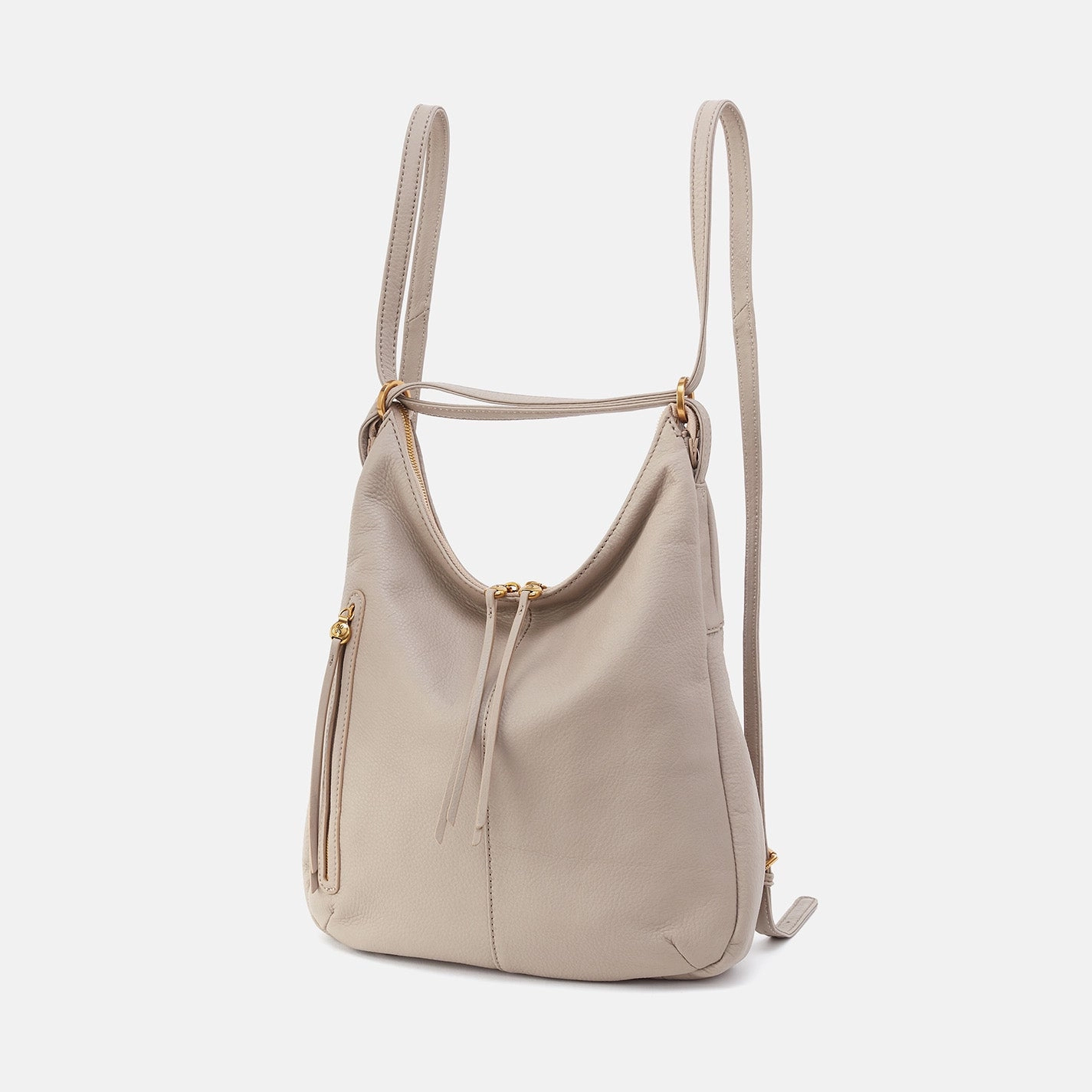 Merrin Convertible Backpack in Pebbled Leather - Taupe Practical Accessory