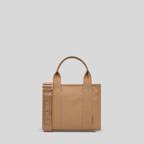 Micro Structured Tote Bag in signature coated canvas -- Tan Practical Everyday Style Stylish City Wear
