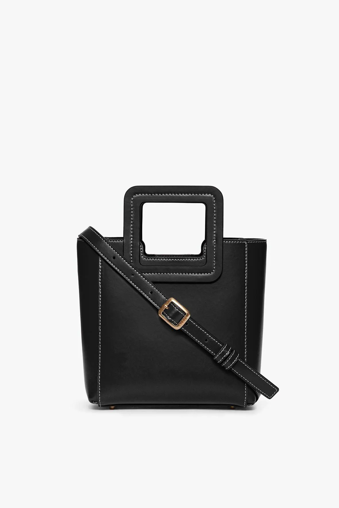 MINI SHIRLEY LEATHER BAG | BLACK Refined Finish Textured fabric tote