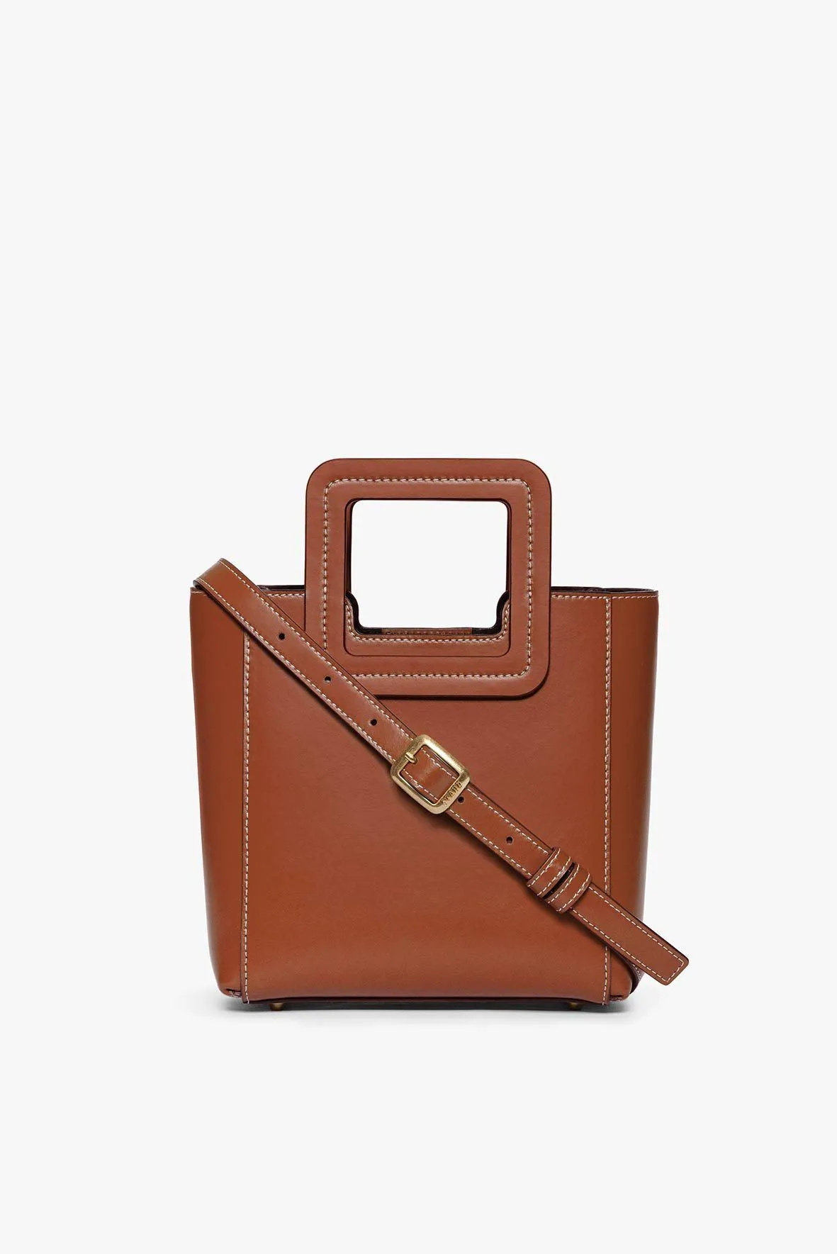 MINI SHIRLEY LEATHER BAG | SADDLE Workday Companion Funky Tote
