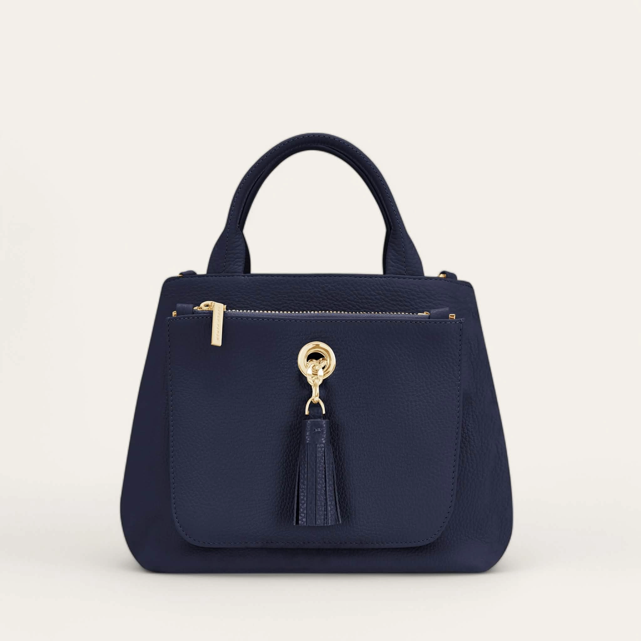 Casual Journey Weekend Companion Mini D Tote | Navy with Gold hardware