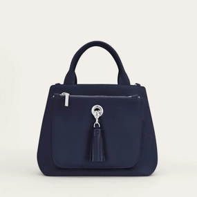 Mini D Tote | Navy with Silver hardware Trendy Travel Casual Utility