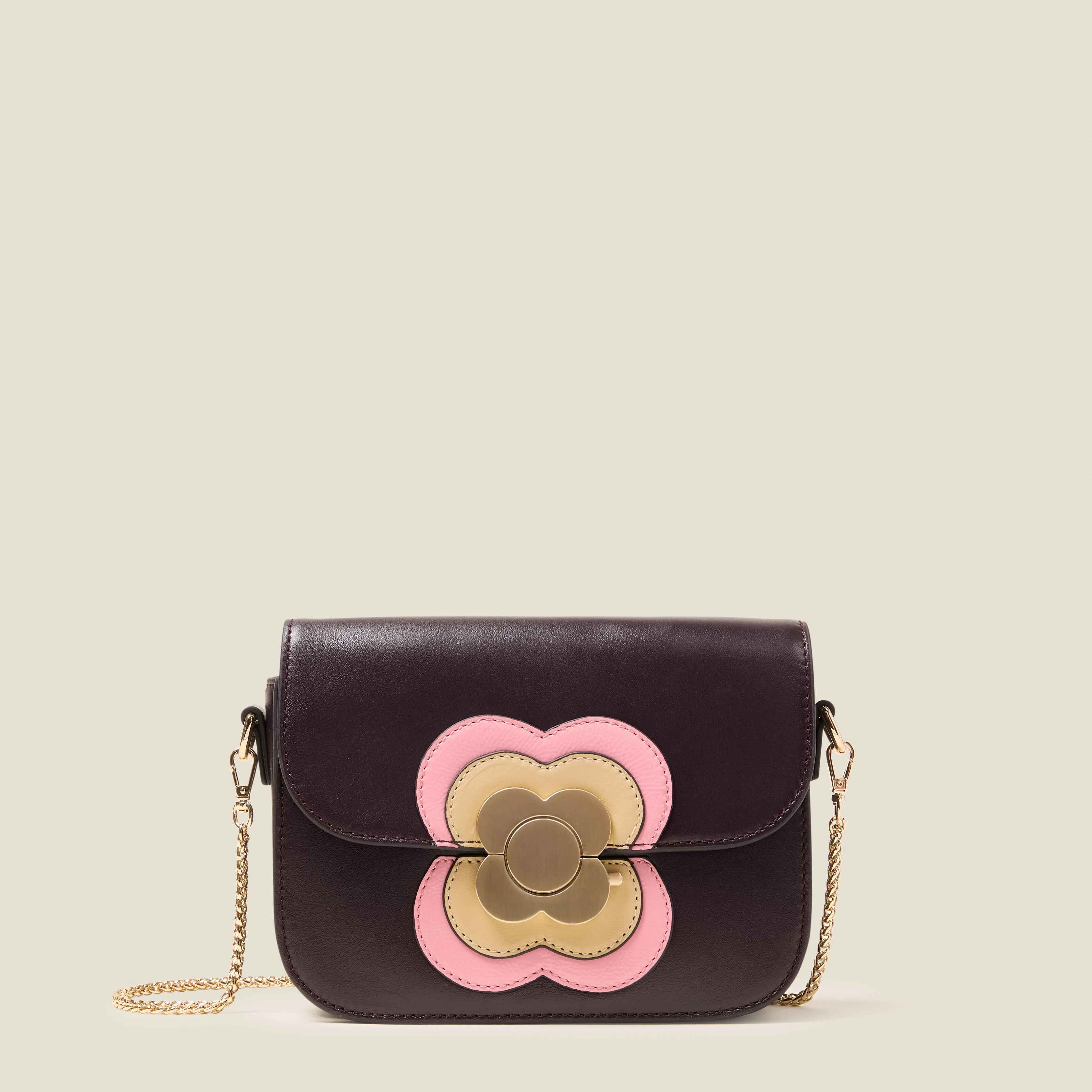 Mini Eclipse Leather Crossbody Bag - Flower Applique Burgundy Stylish Daily Wear Perfectly balances style with convenience