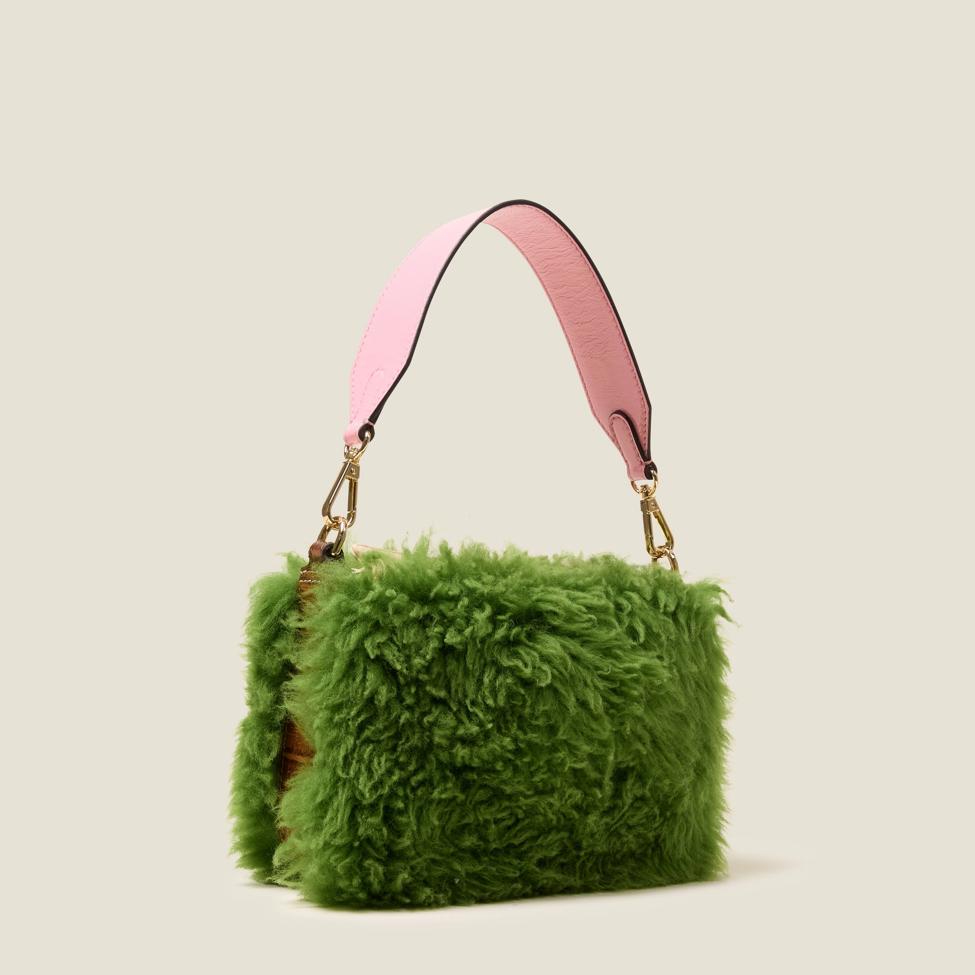 Mini Softie Leather Crossbody Bag - Sheepskin Colourblock Green Sleek and minimalistic look complements any outfit Minimal Charm