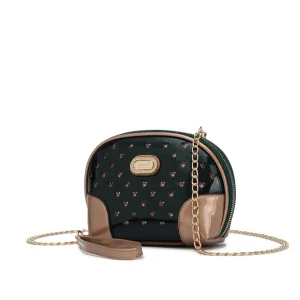 Brangio Italy  Mini Crossbody ?C Faux Leather Camera Bag with Heart Studs & Gold Chain Strap | U.S.A. Company Ships from L.A. Workwear Essential Chic Street