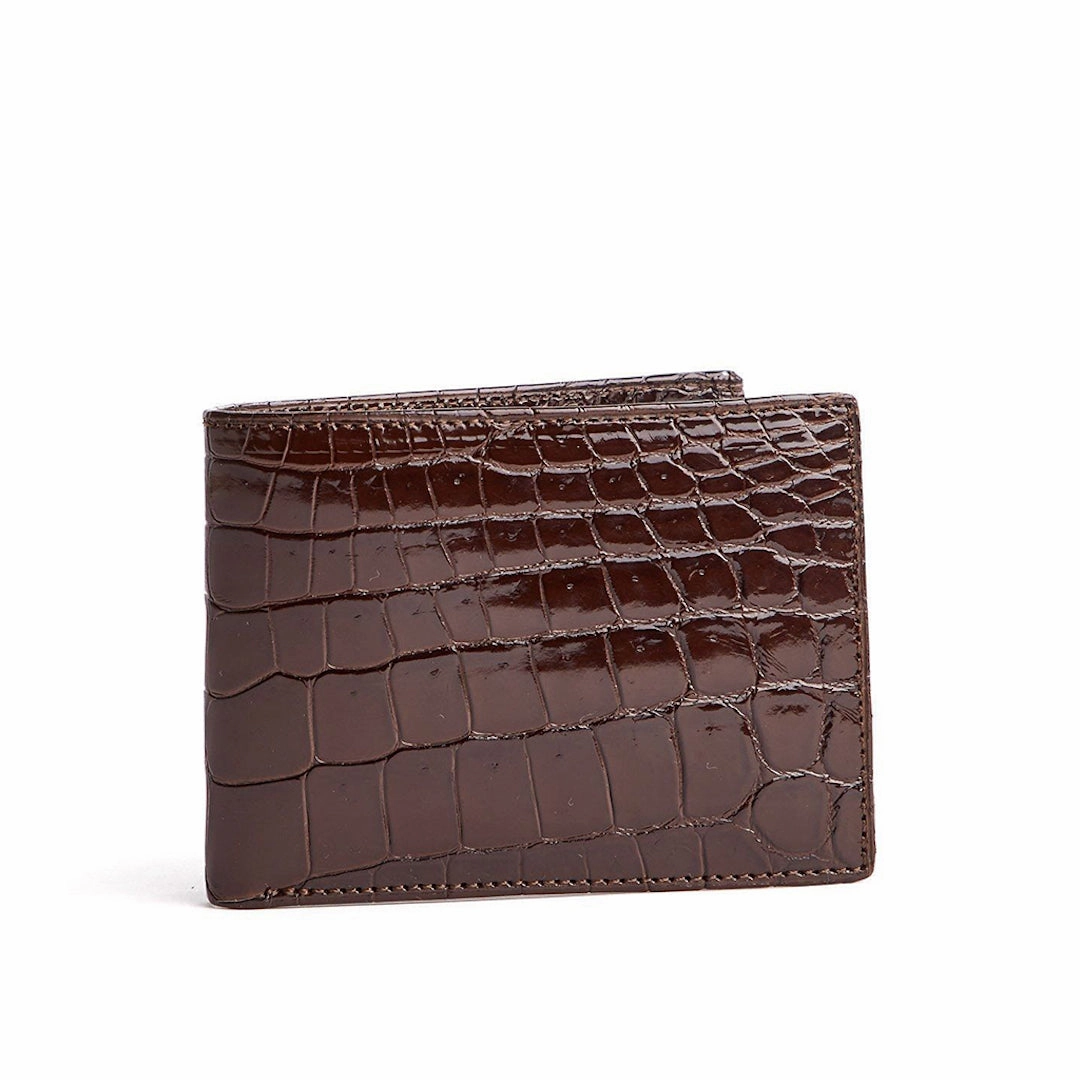 Minimalist Organizer Everyday Functionality Wallet - Classic Slim Bi-Fold, Chocolate Crocodile