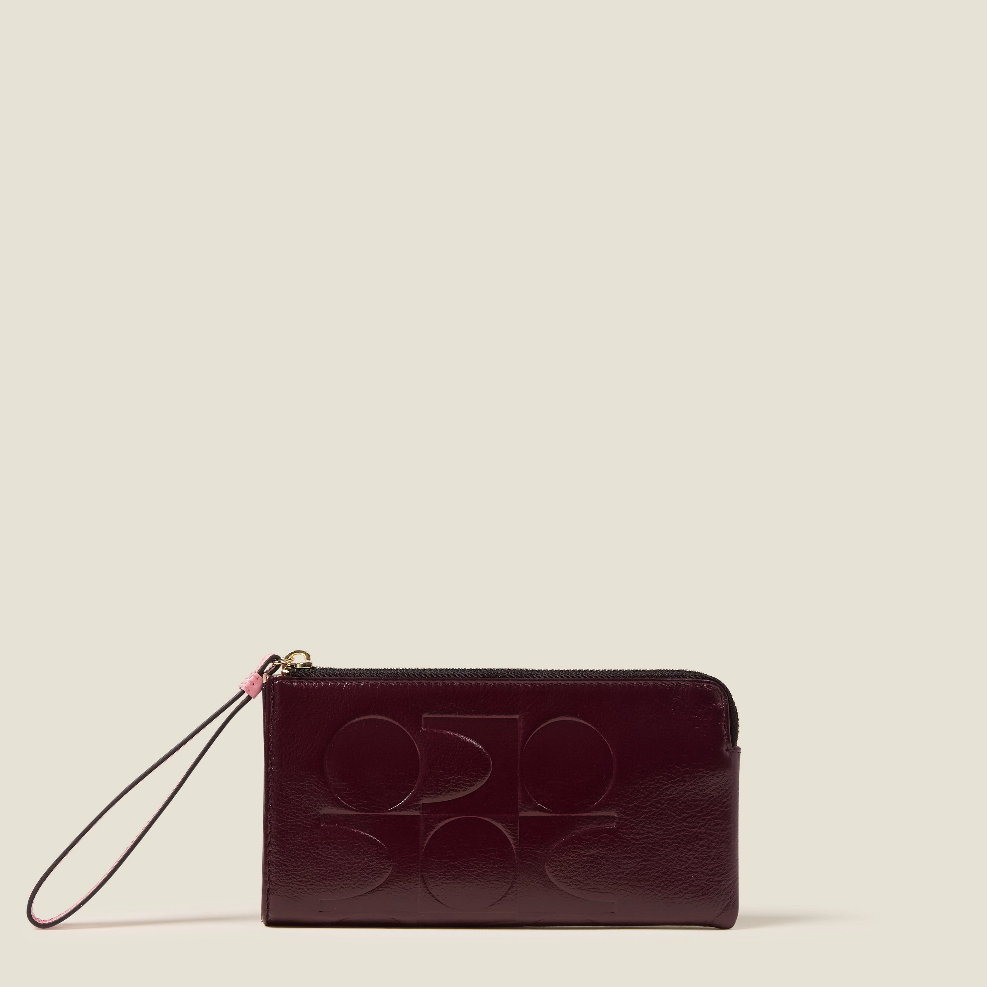 Durable Utility Hold On Leather Wristlet - OK Colourblock Burgundy