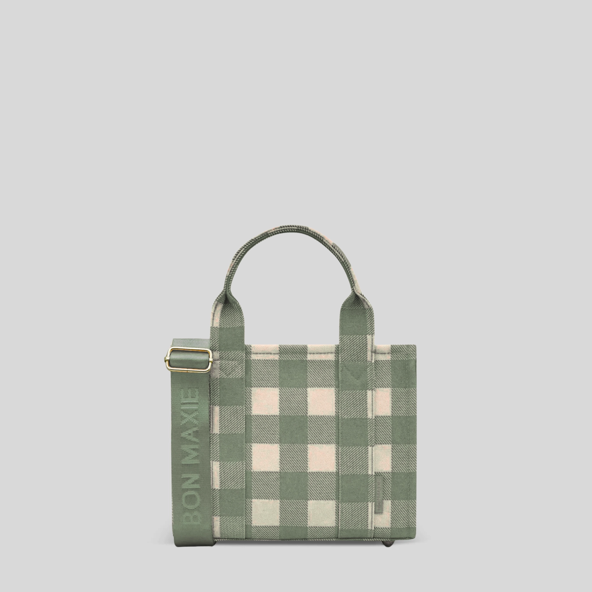 Micro Structured Tote Bag in signature coated canvas -- Sage Gingham Everyday Use Designed to offer ultimate ease and comfort when wearing