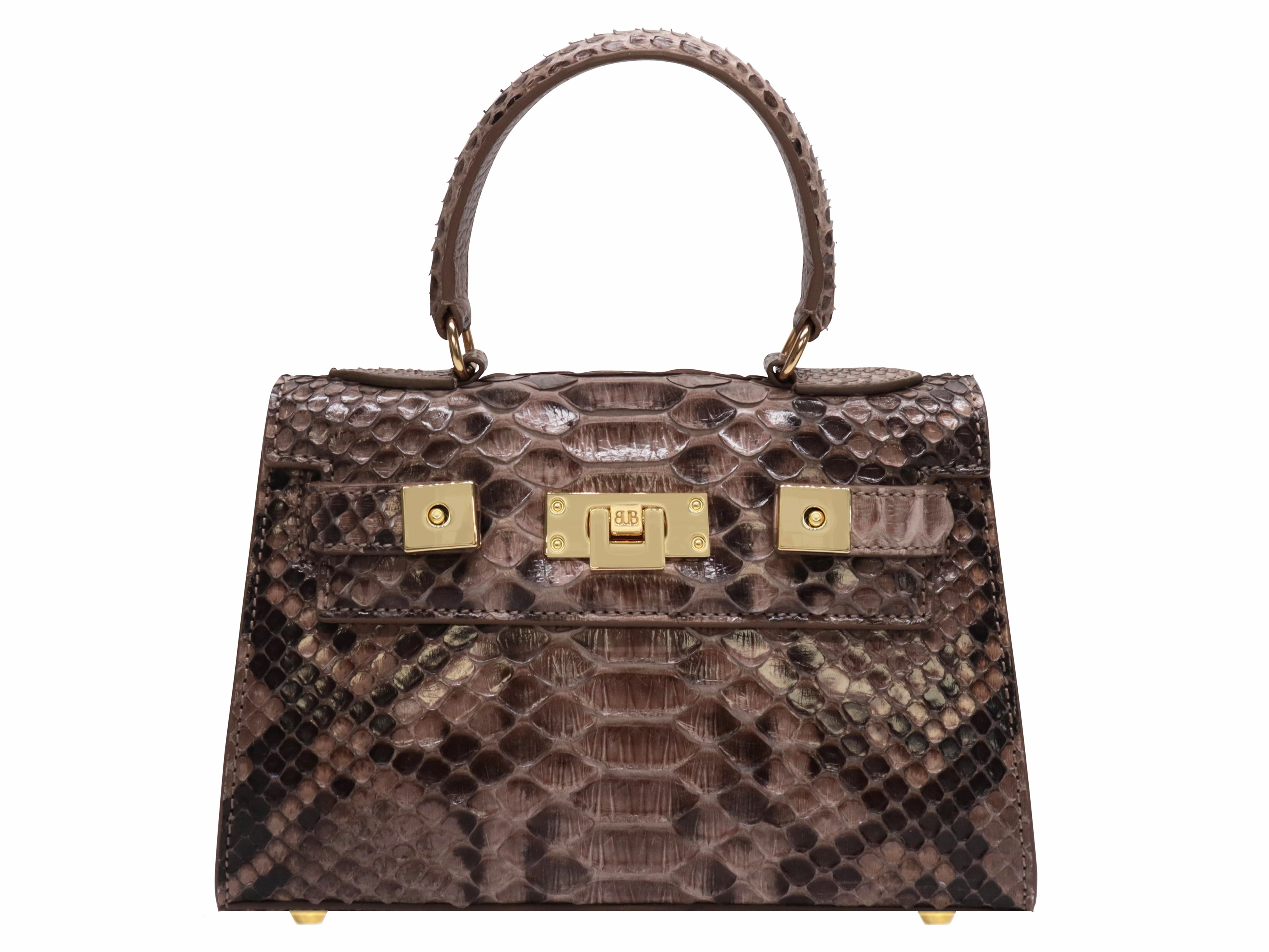 Durable Utility Maya Mignon Pythonskin Handbag - Taupe