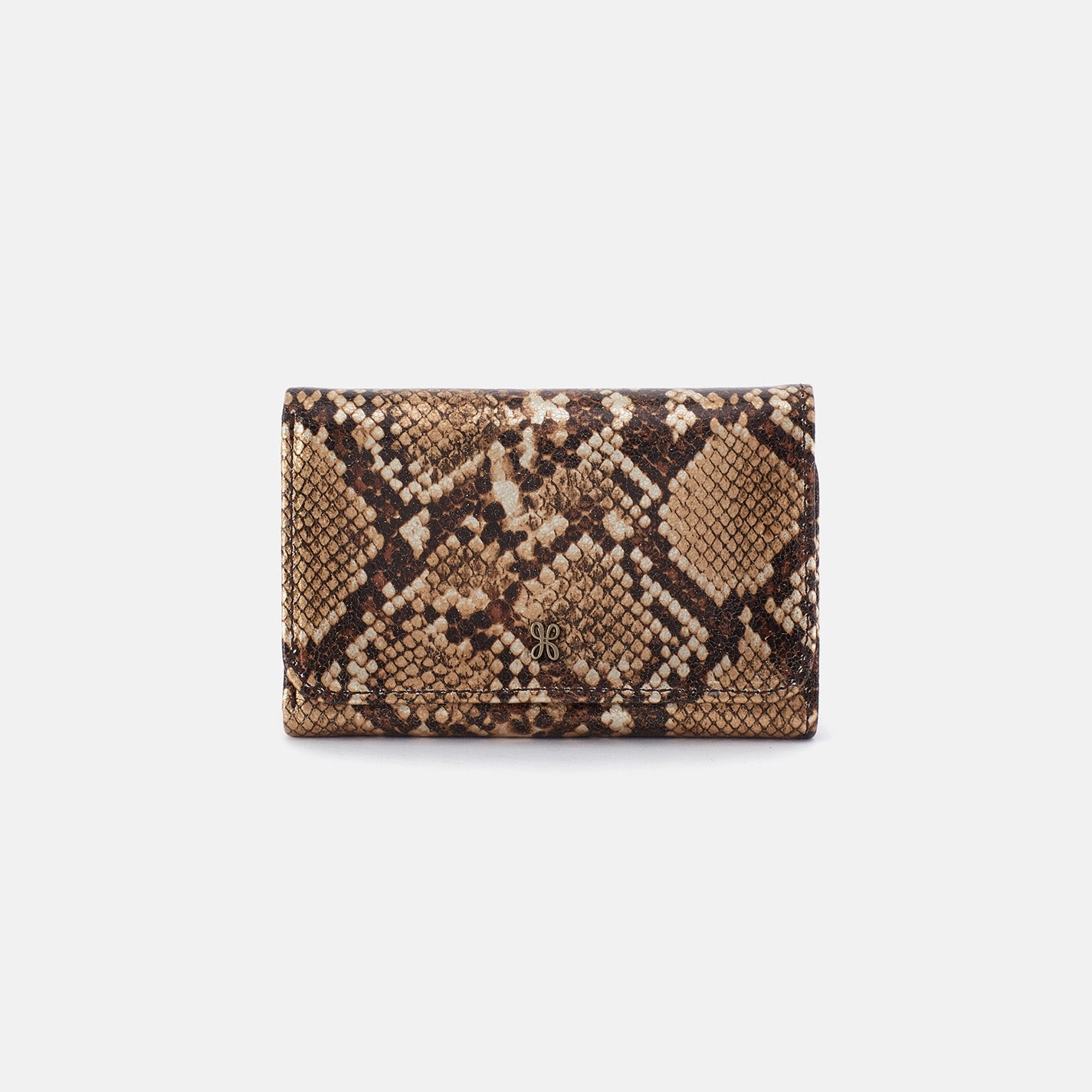 Jill Trifold Wallet in Printed Leather - Golden Snake High-quality organizer pouch Chic Appearance