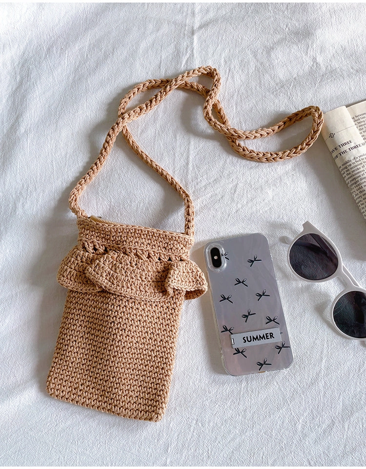 Elena Handbags Small Cotton Knitted Crossbody Bag Outdoor Adventure Gear Durable Travel