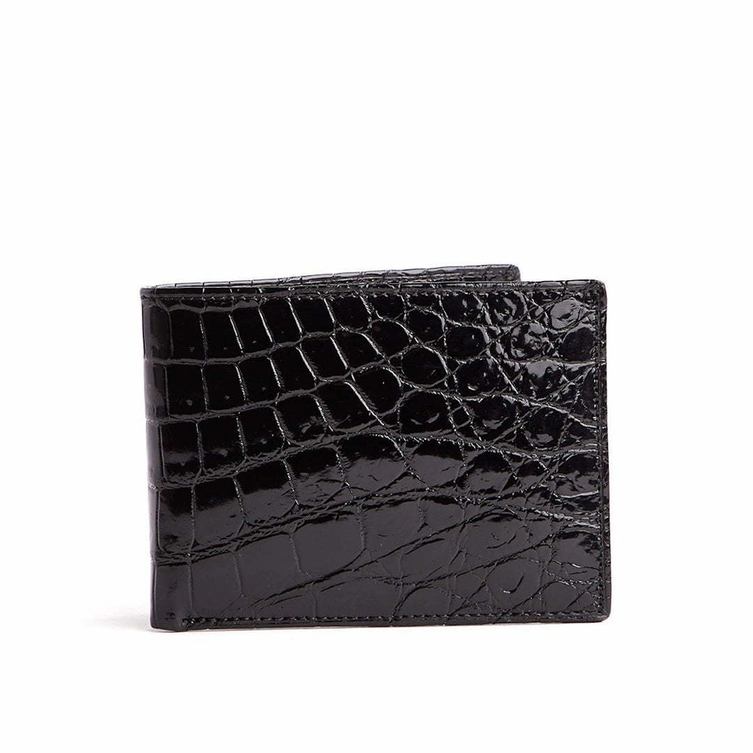 Quality Finish Everyday Performance Wallet - Classic Slim Bi-Fold, Black Croc