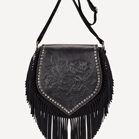 Akaroa Rose Fringed Leather Shoulder Bag | Handcrafted Luxury Comfort Smart Carry