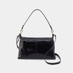 Practical Fashion Gear Avon Shoulder Bag in Polished Leather - Black