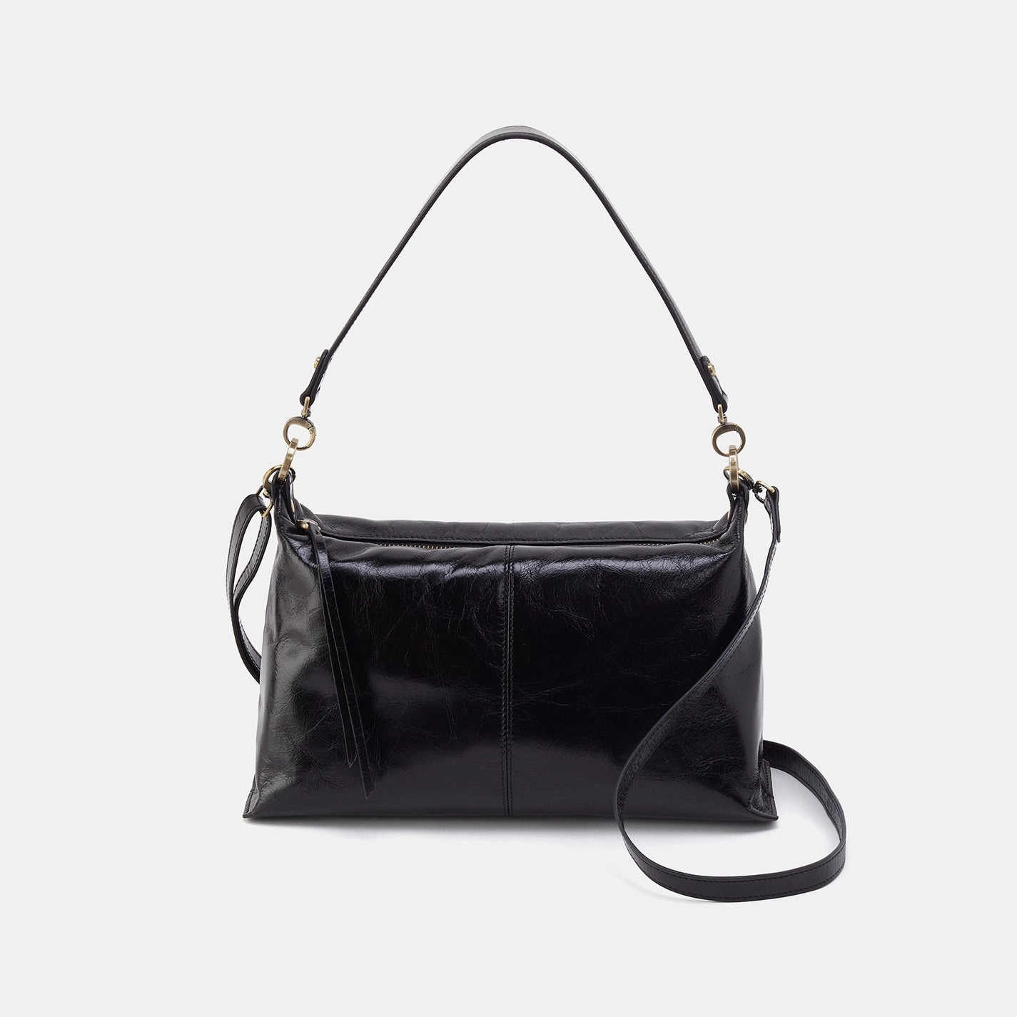 Durable Companion Avon Shoulder Bag in Polished Leather - Black
