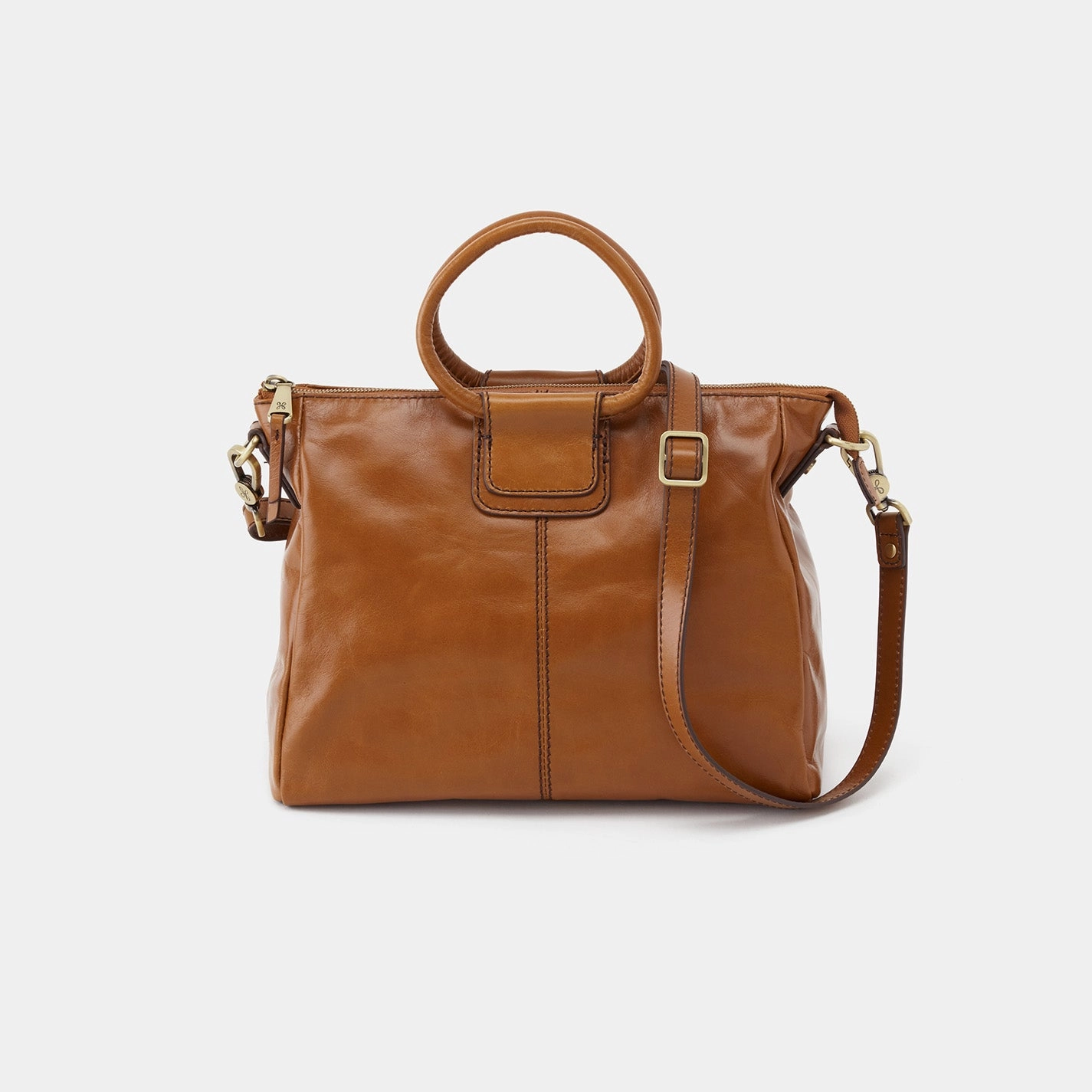 Sheila Medium Satchel in Polished Leather - Truffle Minimalist Comfort