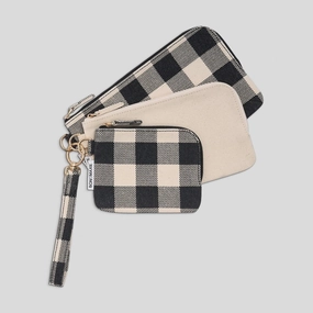 Modern Gear Chic Modernity Bag Buddy Pouch Set of 3 with wrist strap -- Black Gingham