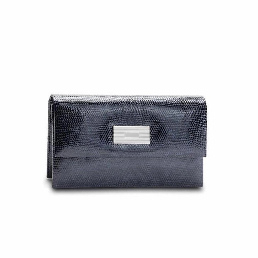 Monogram Clutch, Mini - Navy Exotic Lizard Fashion Utility Comfort Companion