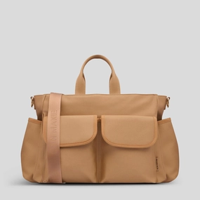 Multi-Pocket Tote Bag in signature coated canvas -- Tan Portable Travel Modern Everyday