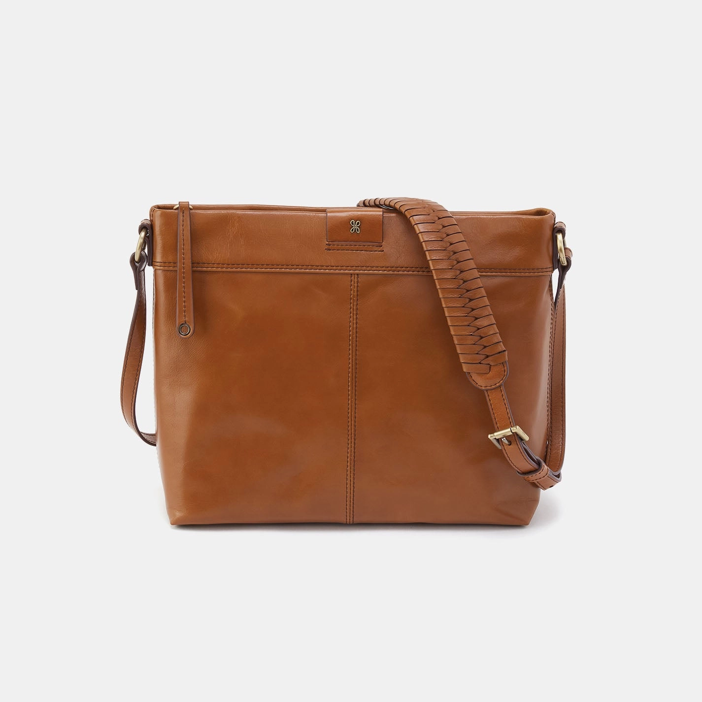 Romy Medium Crossbody in Polished Leather - Truffle Trendy Practical Gear Smooth stitching ensures a polished and professional look
