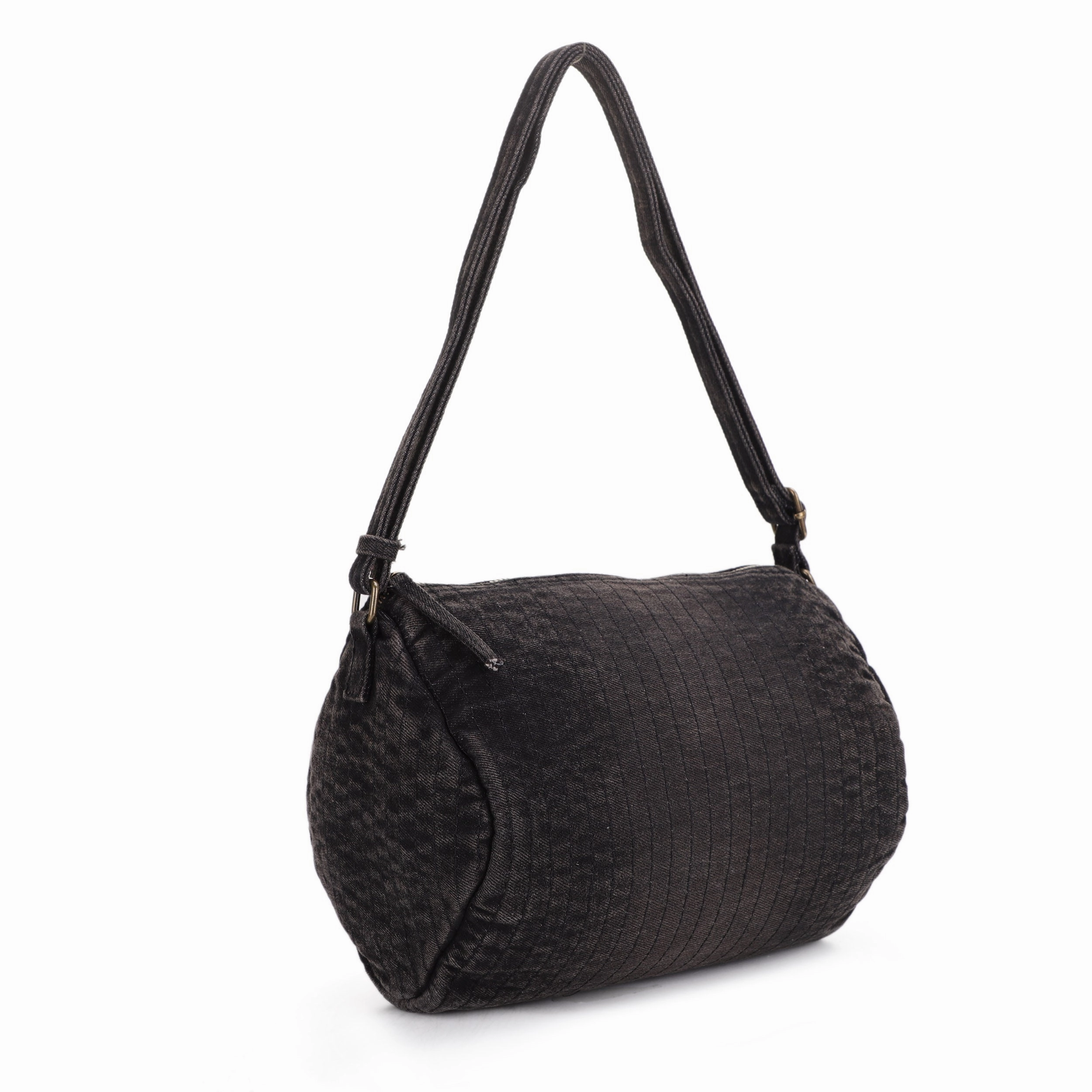 Natalie Denim Barrel Bag Modern Functionality