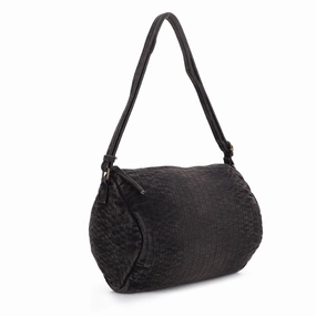 Natalie Denim Barrel Bag Modern Functionality