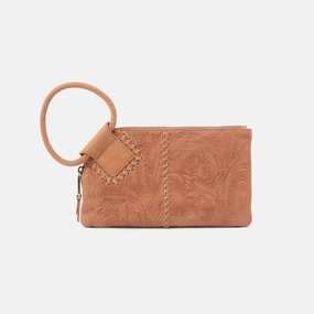 Minimal Finish Premium accessory Sable Wristlet In Tooled Embossed Leather - Saddle Tooled Emboss