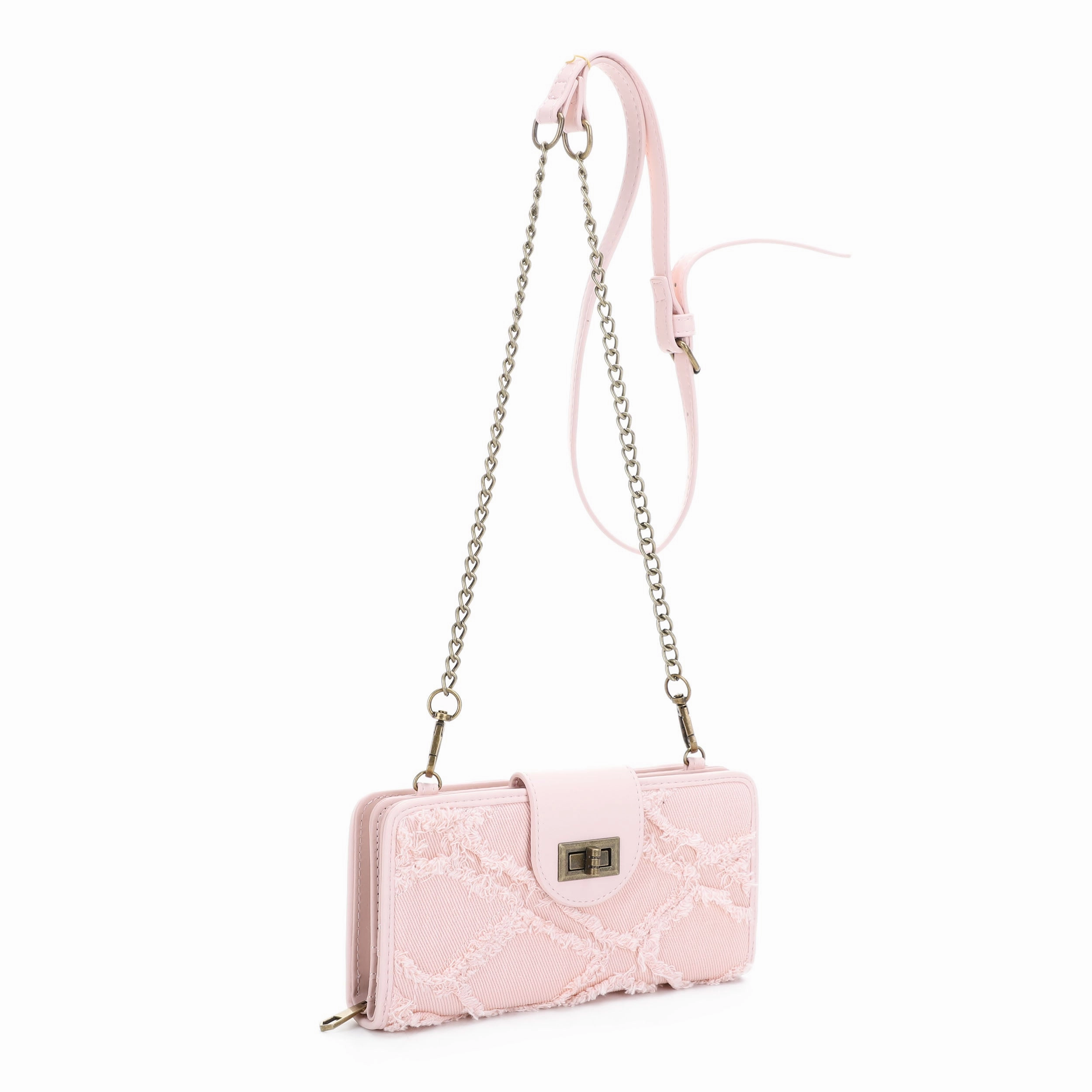 Outdoor Adventure Nova Distressed Diamond Denim Wallet on Chain