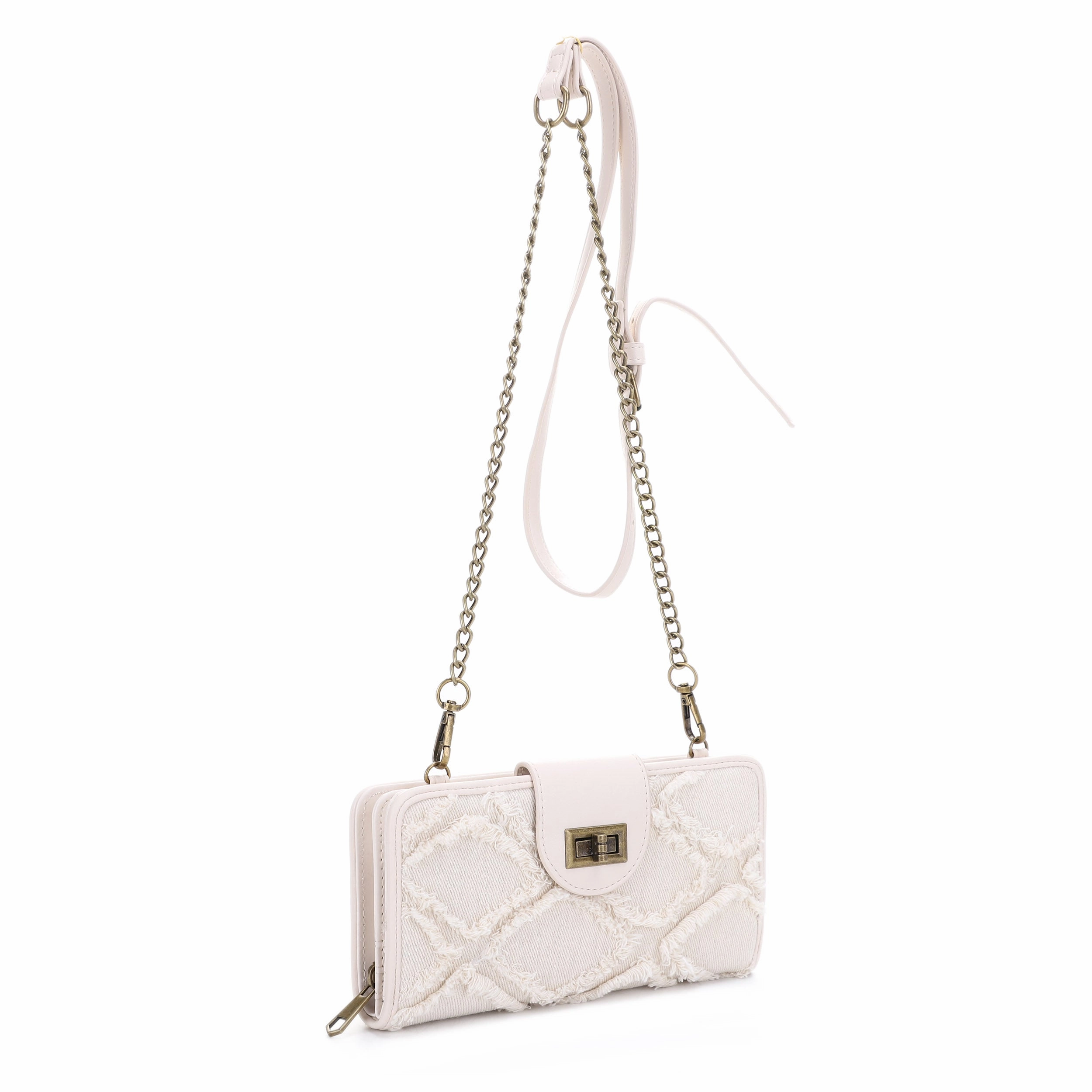 Nova Distressed Diamond Denim Wallet on Chain Casual Lifestyle Lightweight Function