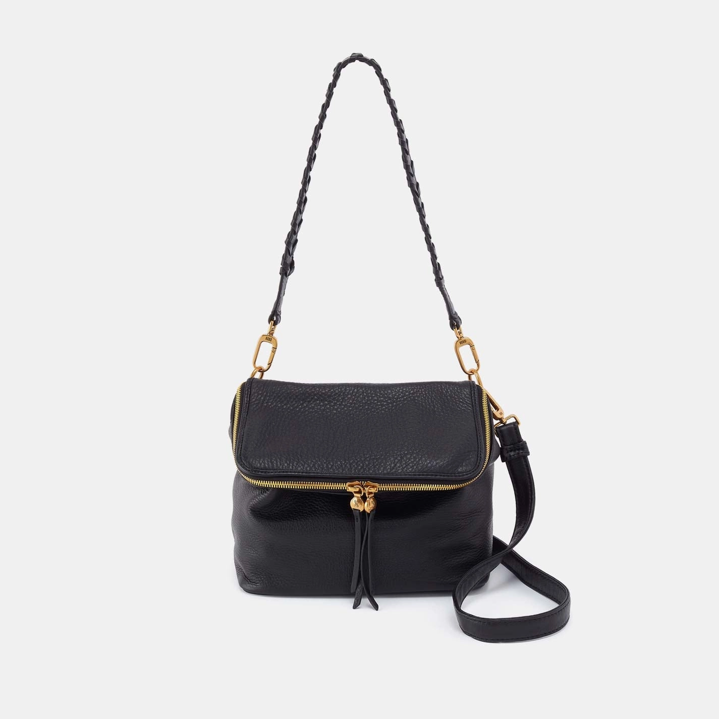 Fernwell Medium Crossbody in Pebbled Leather - Black Casual Day Out Commuter Friendly