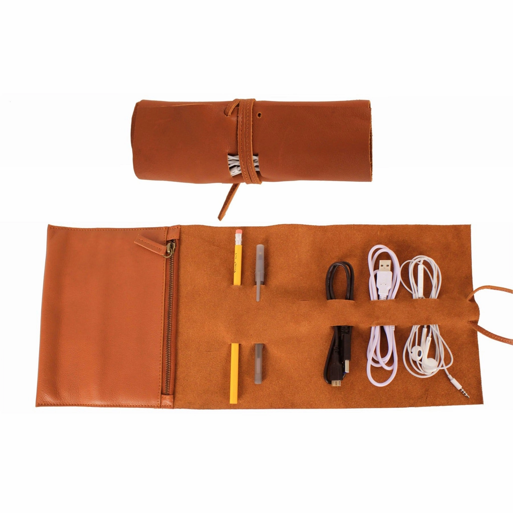 Minimal Journey Leather Tech and Accessory Roll