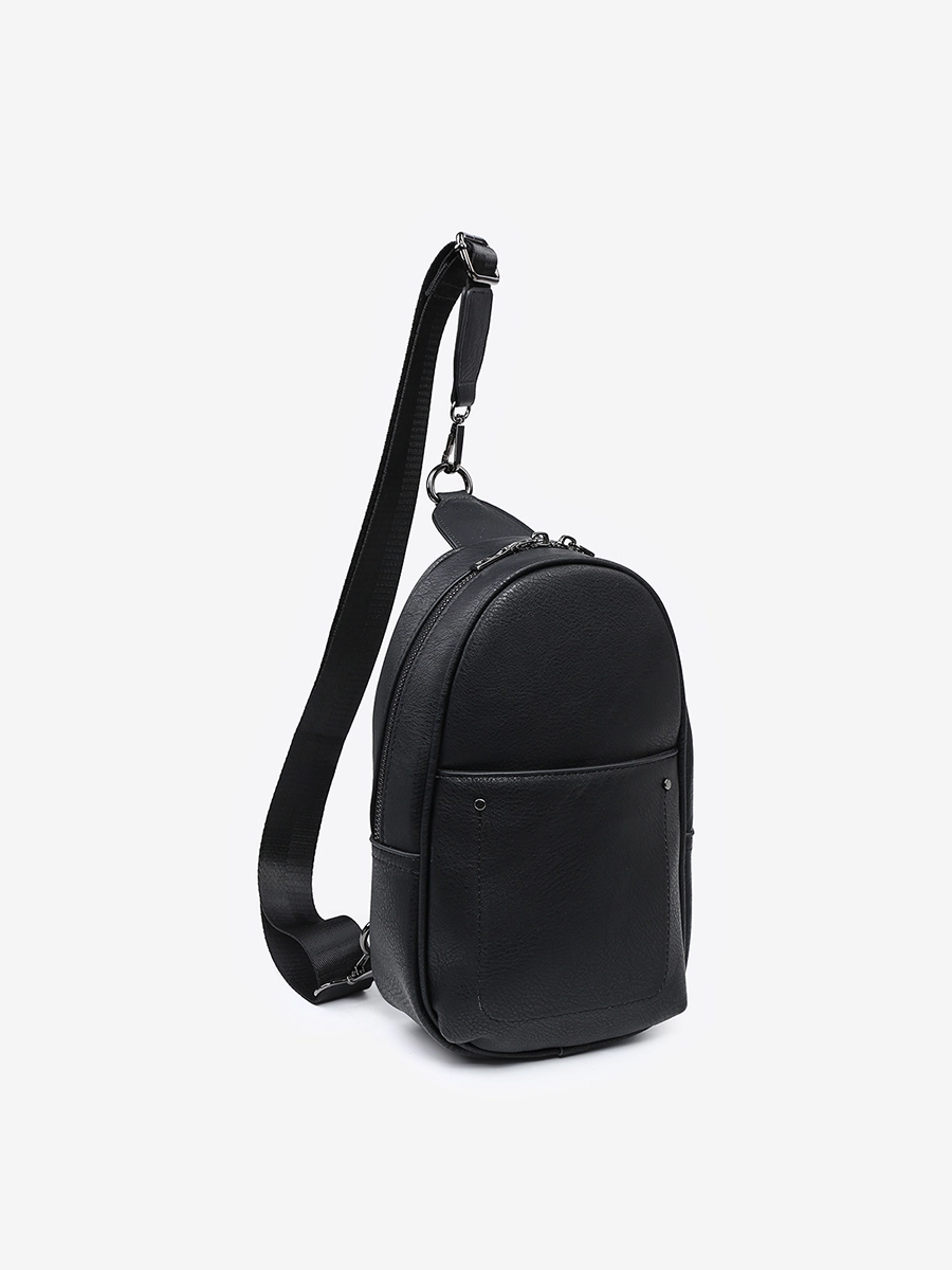 Glam Style Fine Weave Pamela Vegan Double Zip Sling Bag