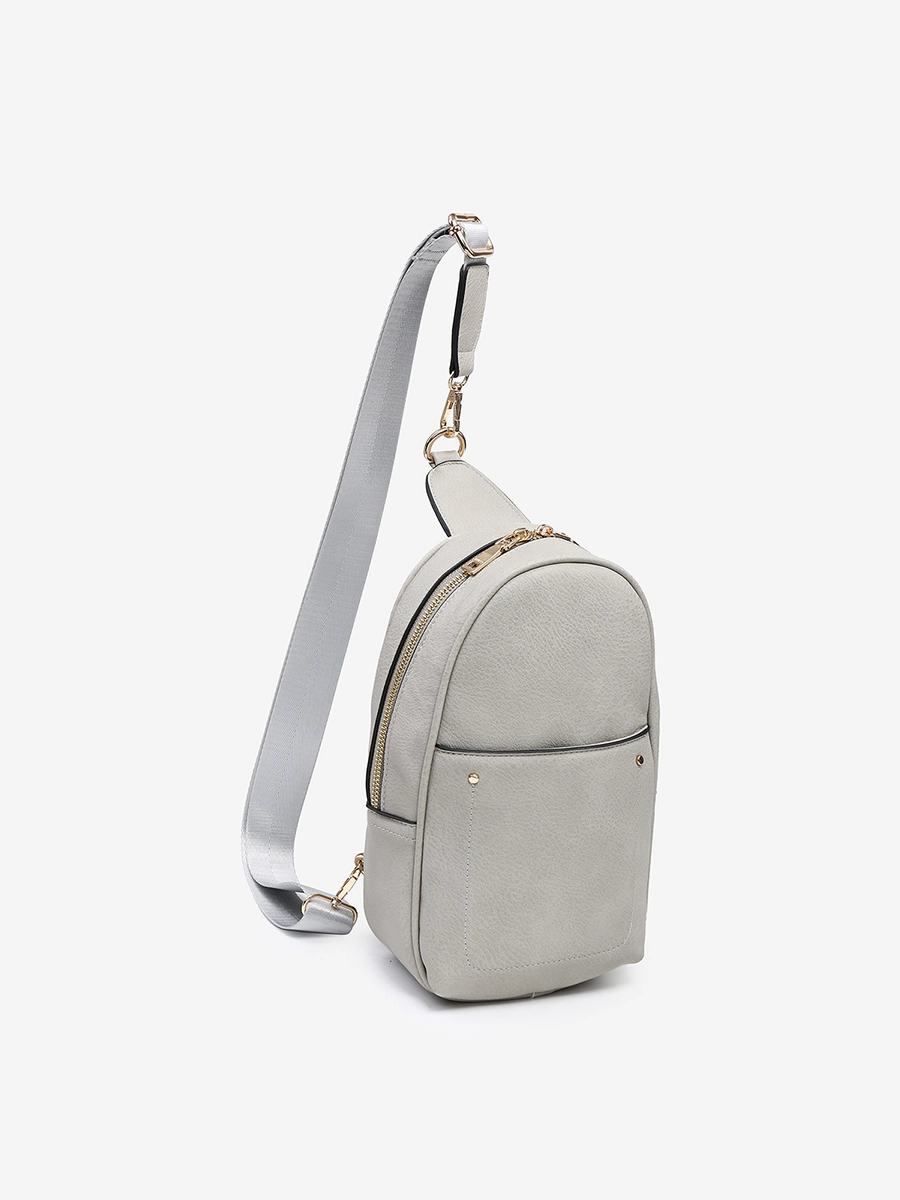 Formal Look Genuine Leather Pamela Vegan Double Zip Sling Bag