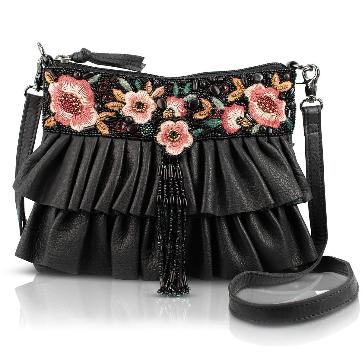 Floral Flair Shoulder Handbag Magnetic Snap Elegant Style