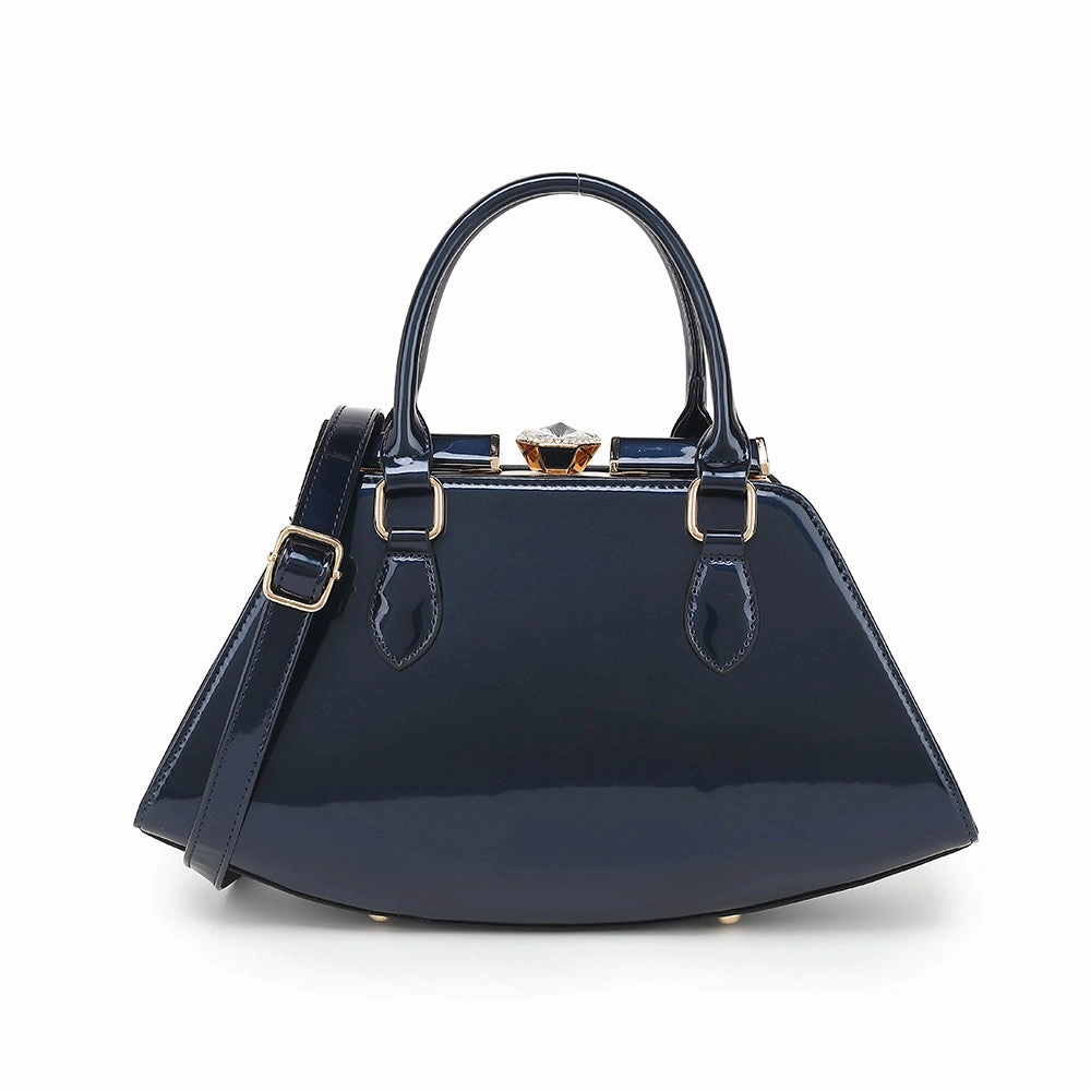 Urban Companion Functional Comfortability Patent Leather Frame Satchel 2351