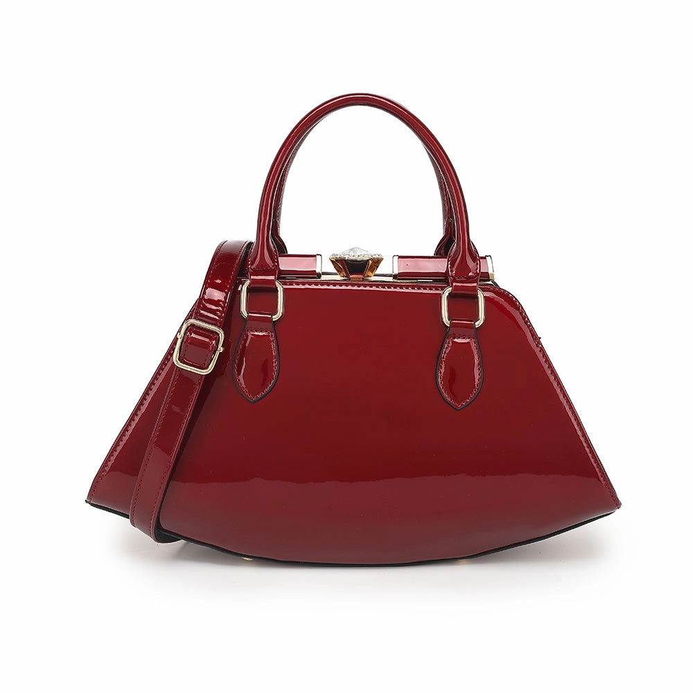 Casual Style Smart Design Patent Leather Frame Satchel 2351