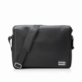 Penn Messenger Bag - Black Leather Compact Travel