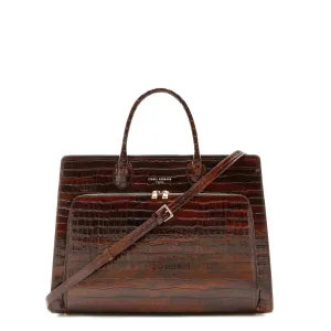 Honor?? Nadine croco brown leather handbag with 16.4 inch laptop pocket Organic Cotton