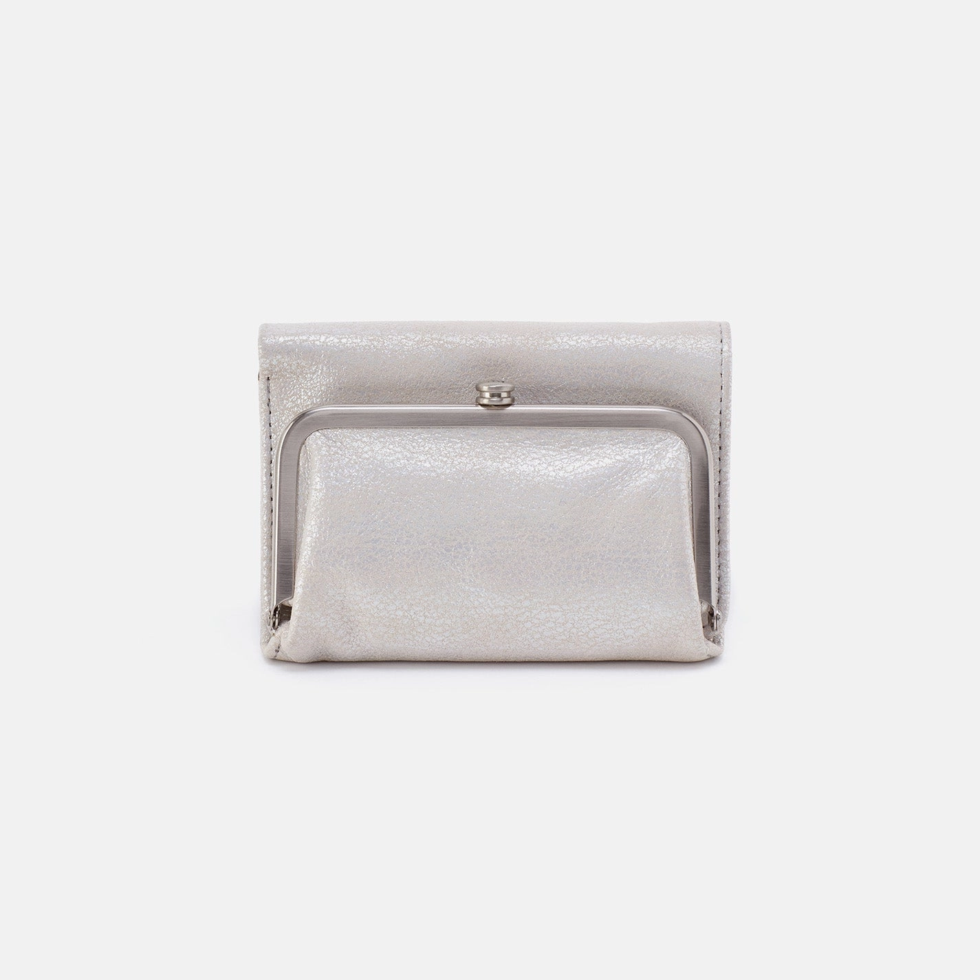Robin Compact Wallet In Metallic Leather - Silver Modern Functionality