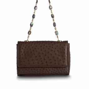 Fashion Comfort Minimal Gear Chain & Jewel Shoulder Bag - Brown, Jasper Handle