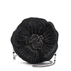 Refined Texture Petal Me, Black Crossbody Handbag